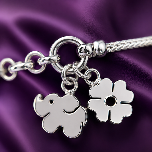 Pulsera Elefante y Trebol Plata 950