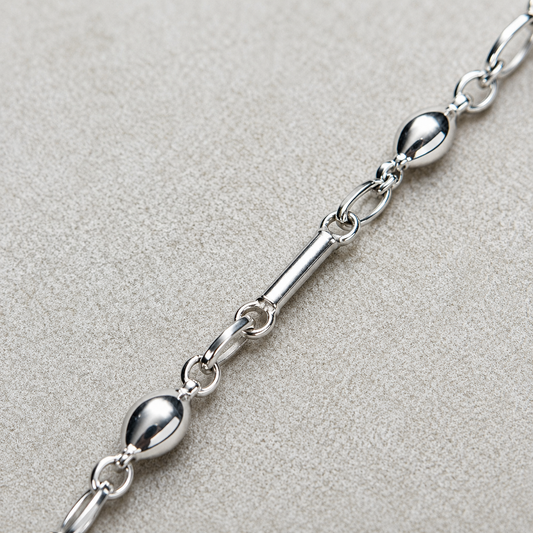 Pulsera de Plata 950 Almendra y Barra Basic