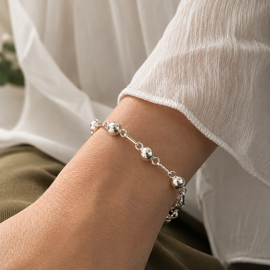 Pulsera de Plata 950 Esfera y Cinta Basic