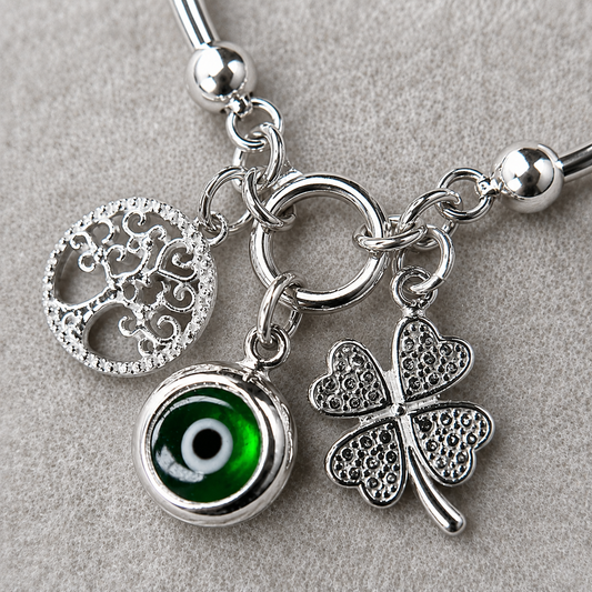 Pulsera Ojo Turco,Arbol de la vida y Trébol de Plata 950