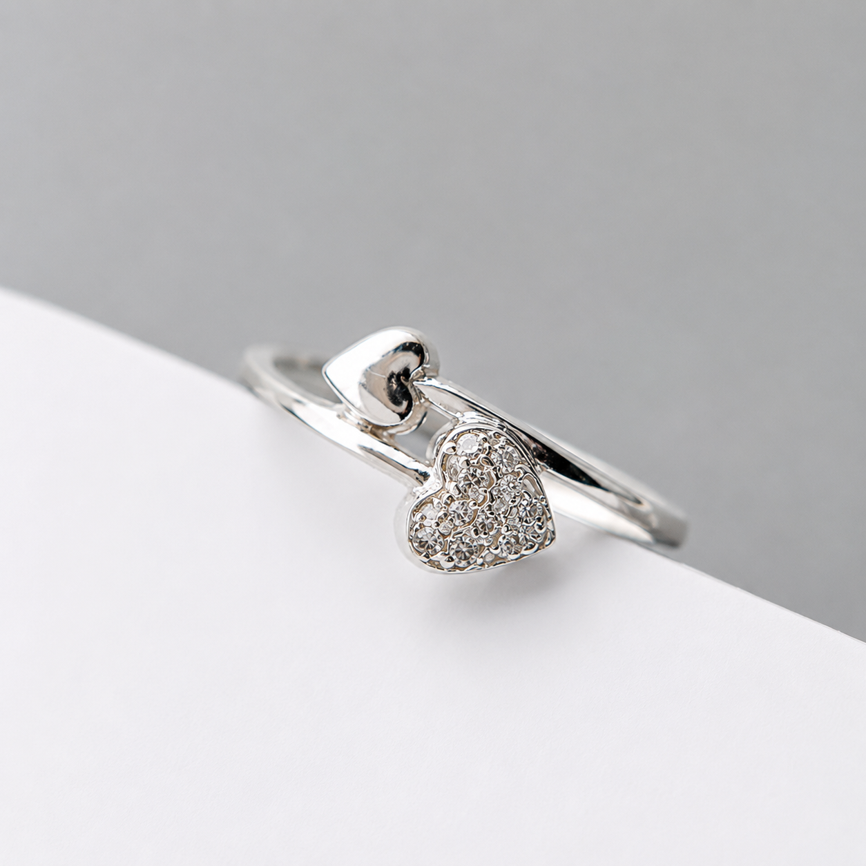 Anillo Doble Corazon Cristales