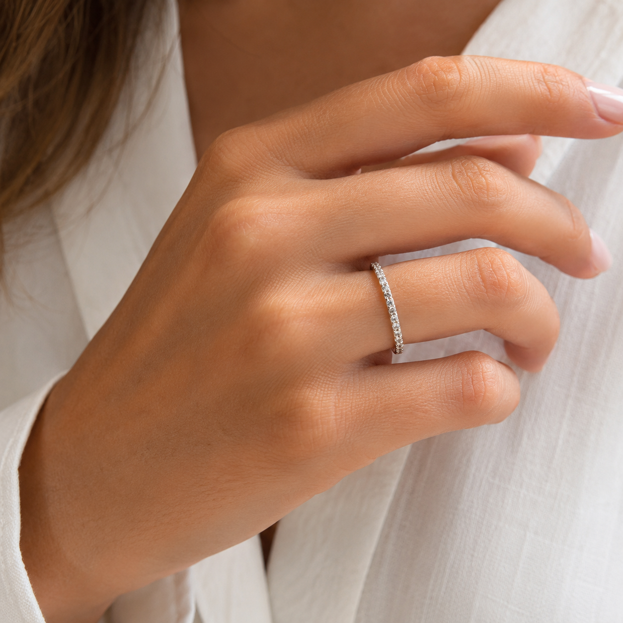 Anillo Linea Cristal Plata 950