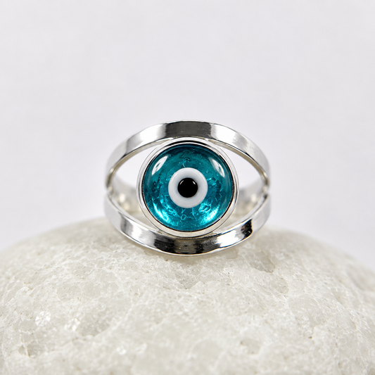 Anillo Ojo Turco de Plata. 950