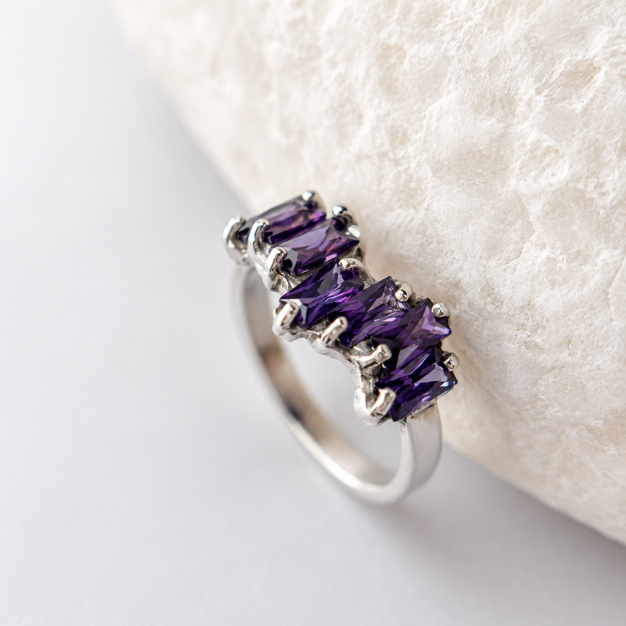 Anillo Stair Cristal de Plata 950