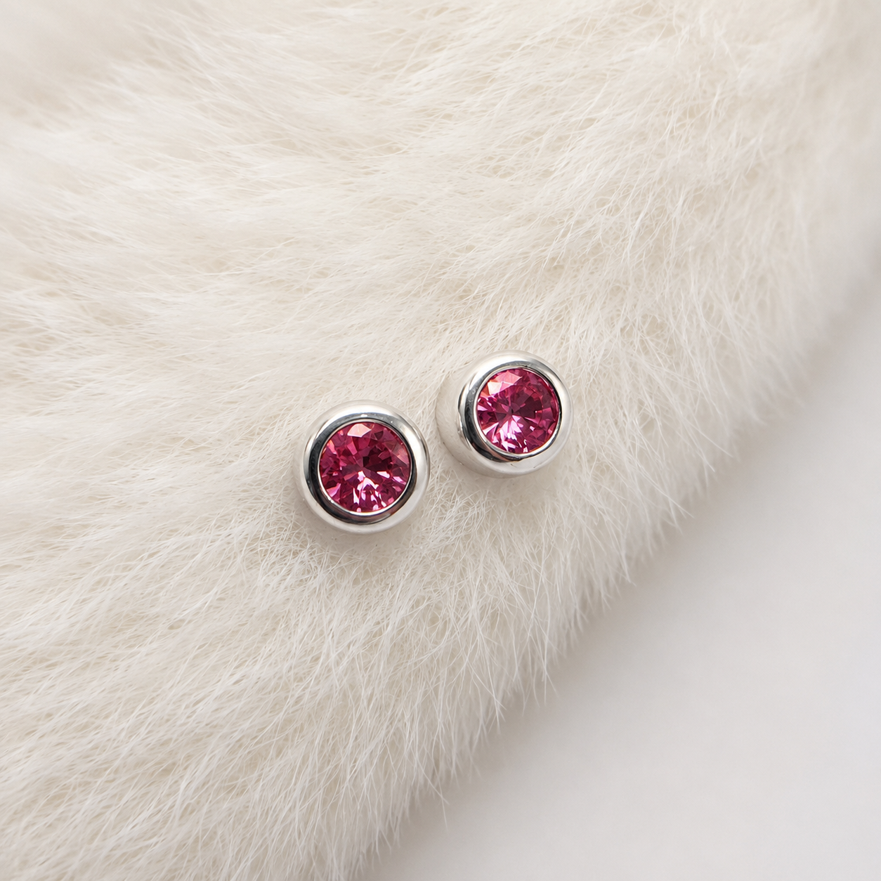 Pendientes con Cristal Rosa de Plata 925