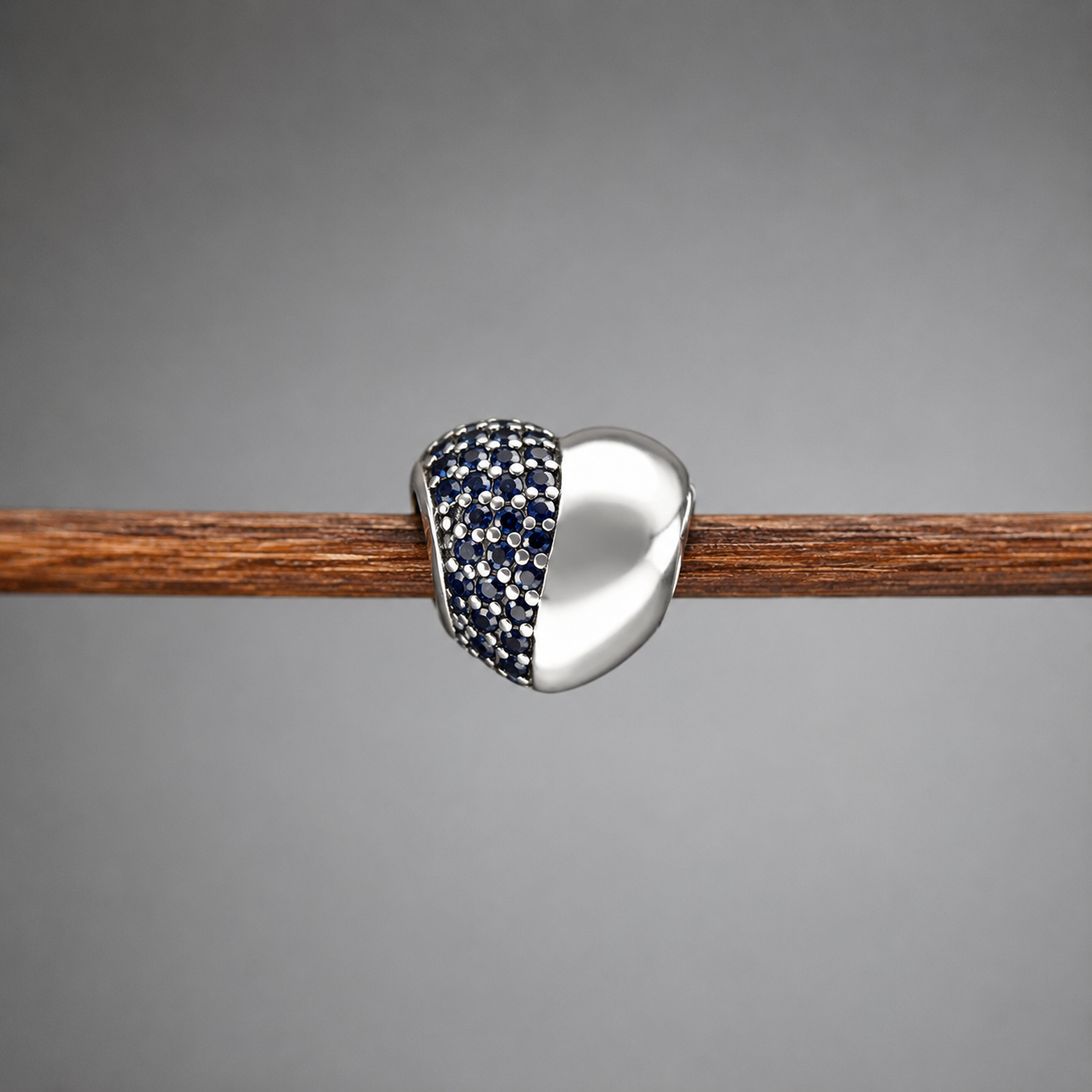 Corazon Pave y Liso Azul