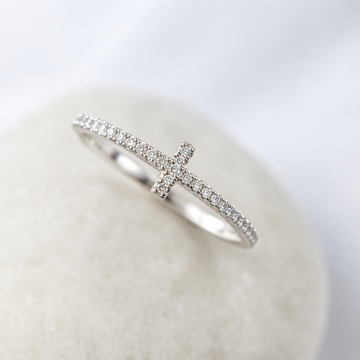 Anillo Cruz de Luz de Plata 950