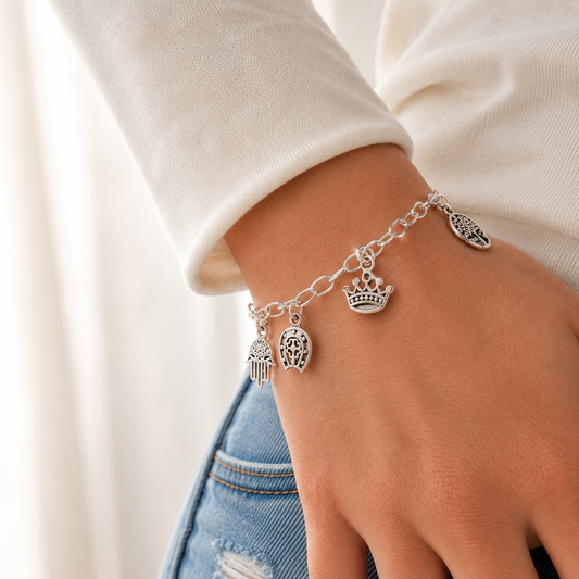 Pulsera  con Charms Espirituales de Plata 950