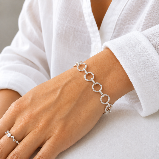 Pulsera de Plata 950 Disco Texturado