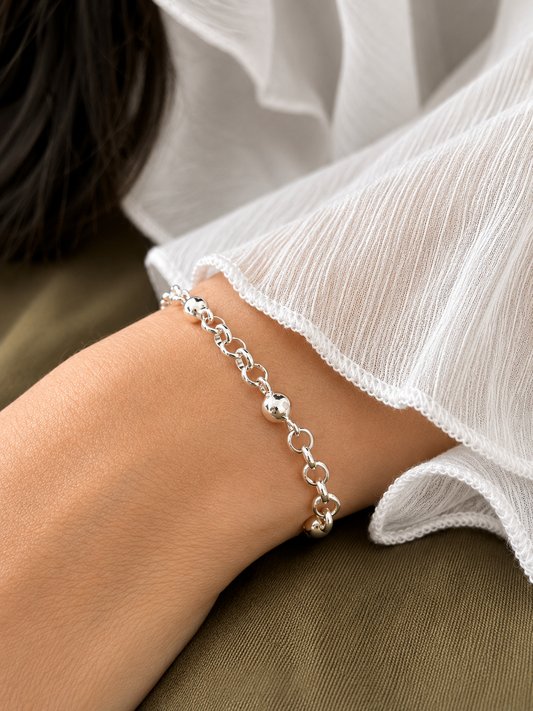 Pulsera de Plata 950 Eslabones y Esfera Basic