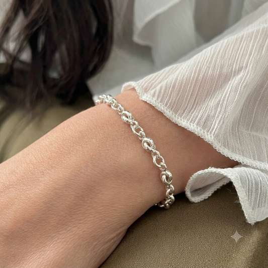 Pulsera de Plata 950 Cascabel Enlazado